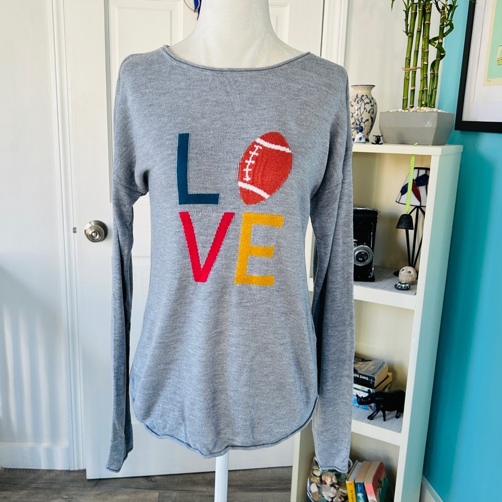Rachel Zoe Love Football Cashmere Blend Game Day Sweater (size M)